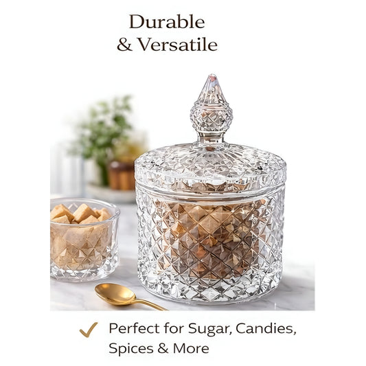 Premium Crystal Storage Jar with Lid – Elegant Candy & Dry Fruit Container